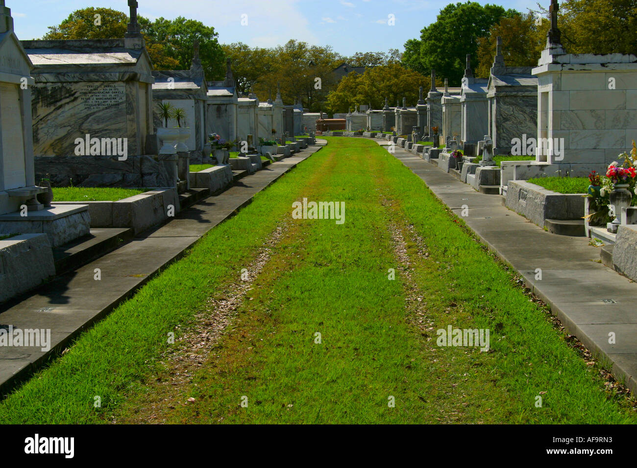 Rows of old tombs in a New Orleans cemetery, pre-Katrina. Stock Photo