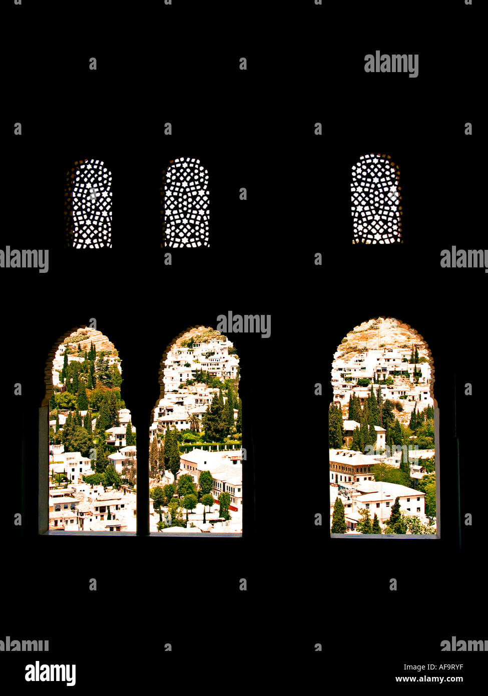 View from the Alhambra to Albaicin Granada Andalucia Spain Stock Photo