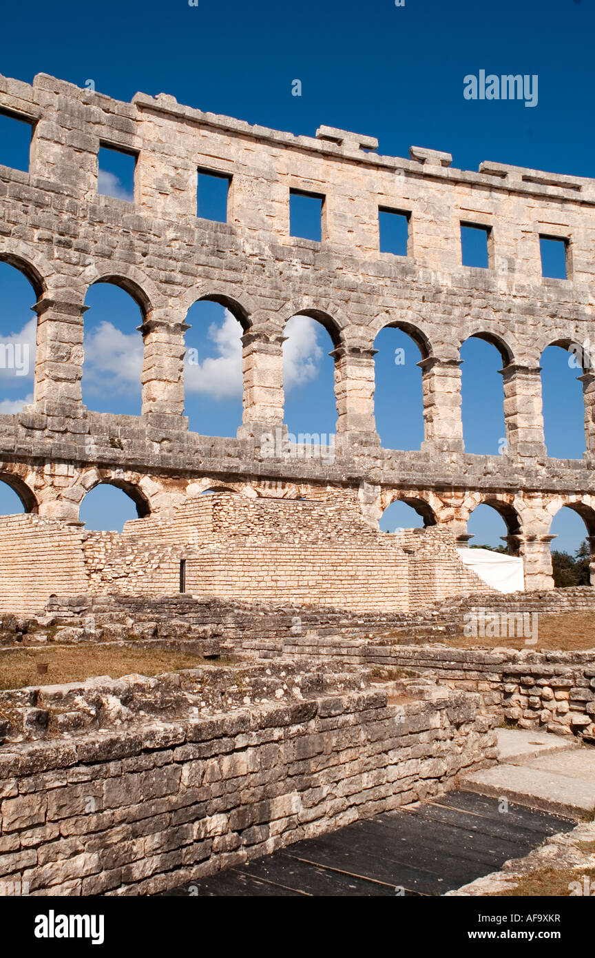 Roman Coliseum in Croatian city Pula Stock Photo