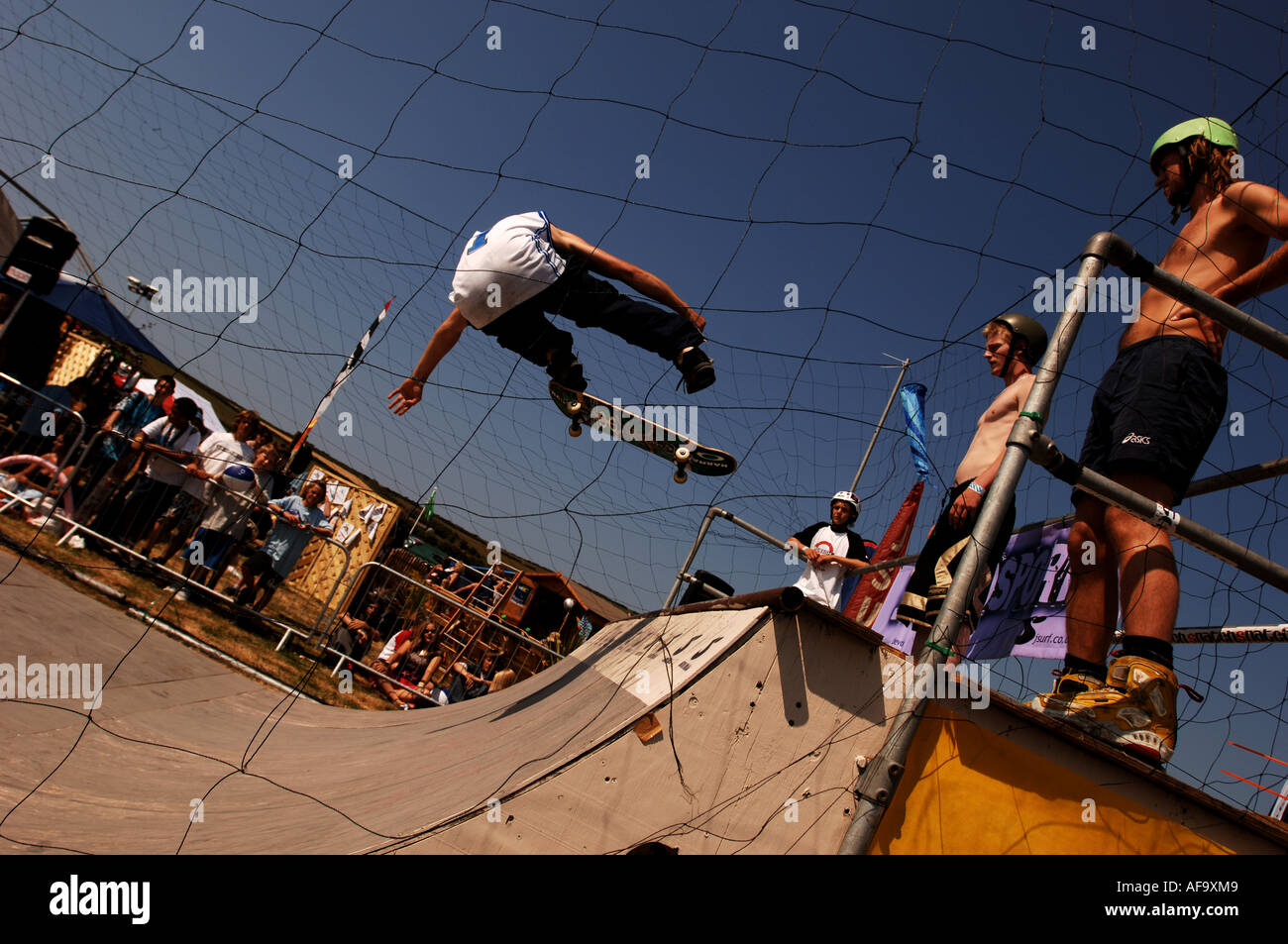 skateboarding on half pipe at the ocean festival Stock Photo Alamy
