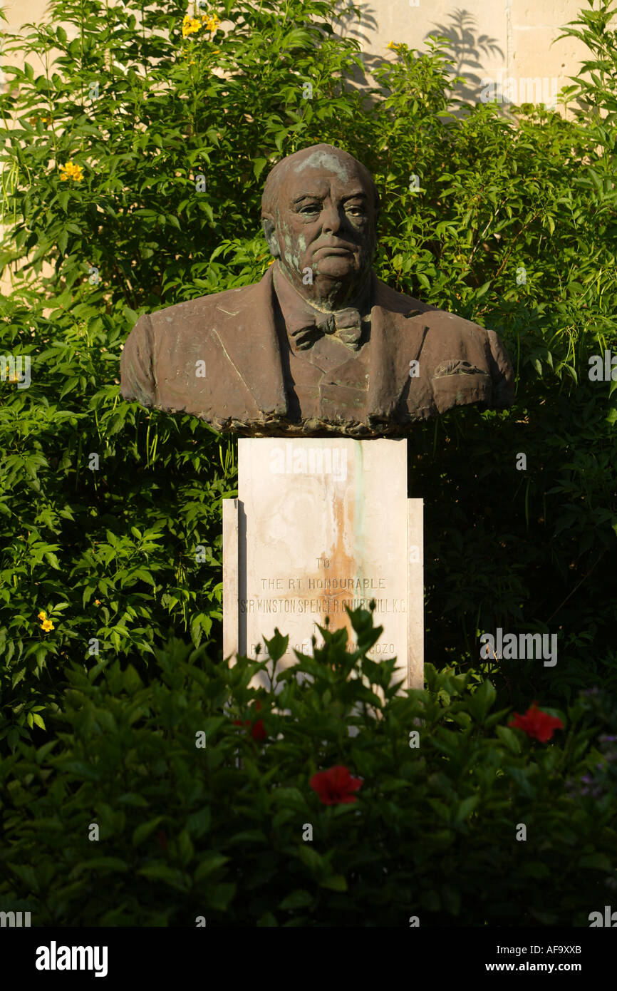 Winston Churchill Statue, Upper Barrakka Gardens, Valletta, Malta. Stock Photo