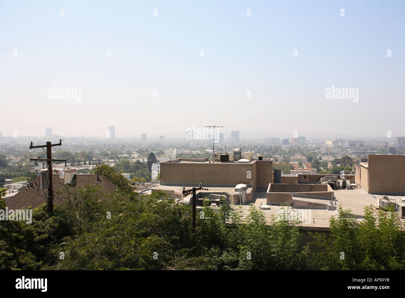 The Los Angeles skyline looking downtown from Sunset Strip. California, United states of America. Stock Photo