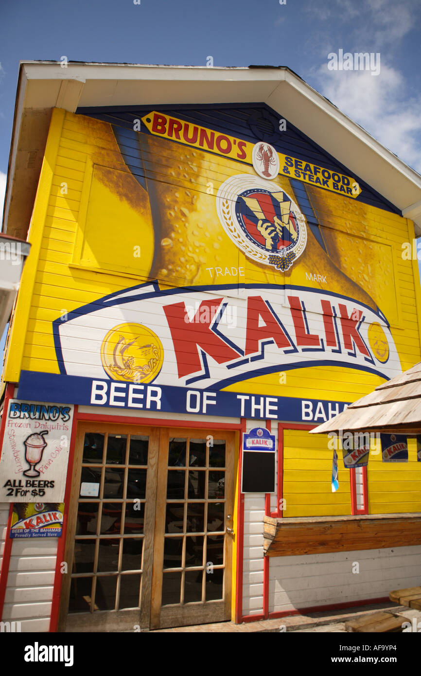 Brightly painted bar and restaurant, Arawak Cay, Nassau, New Providence