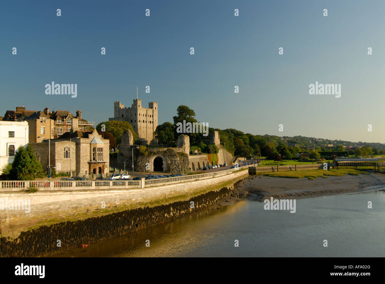 Rochester Castle viewed from Rochester Bridge Kent UK Stock Photo Alamy