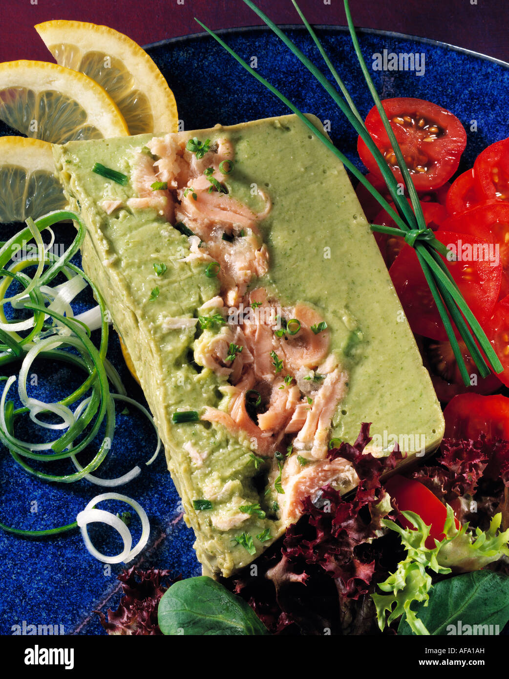 Fine dining avocado salmon terrine hires stock photography and images