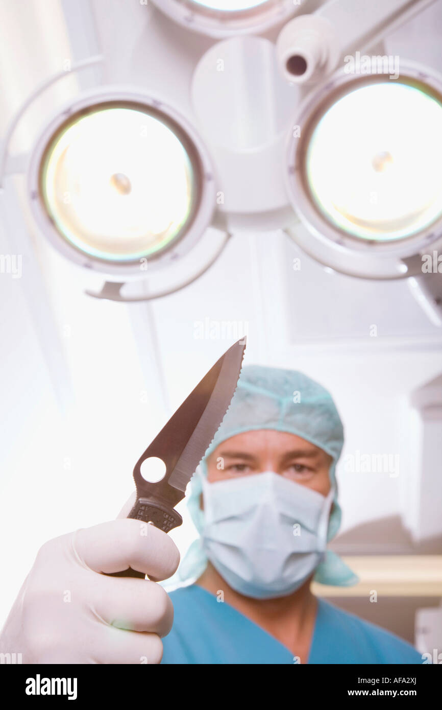 Surgeon with Surgeons Knife Stock Photo Alamy