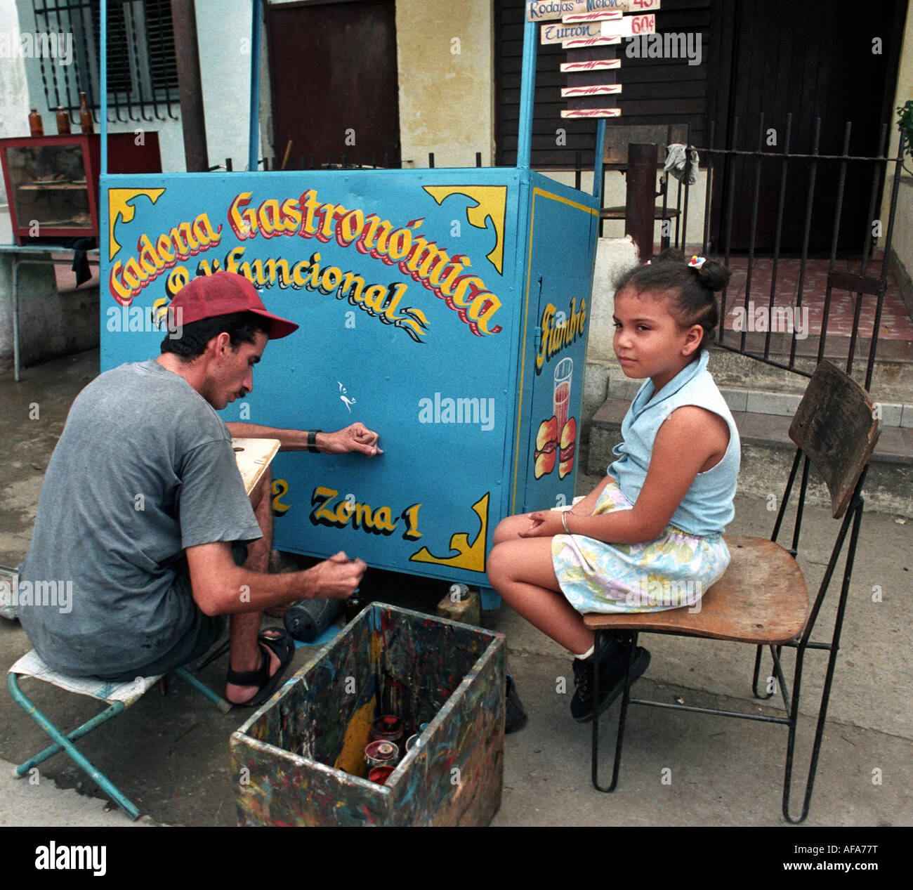 Painting of sign board for restaurant in Las Tunas, Cuba Stock Photo - Alamy