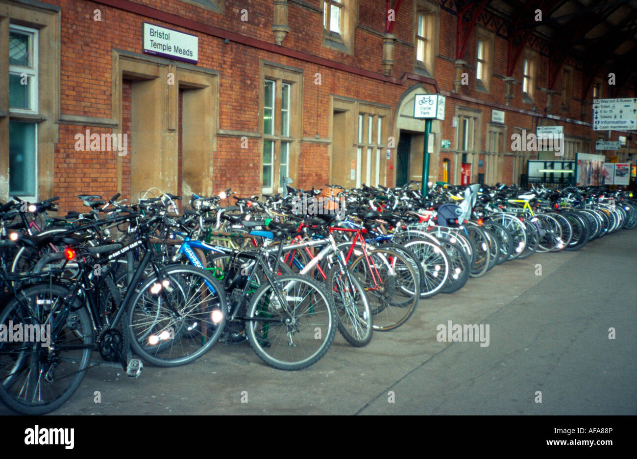 Cycle rack on Temple Meads Station, Bristol, UK Stock Photo Alamy