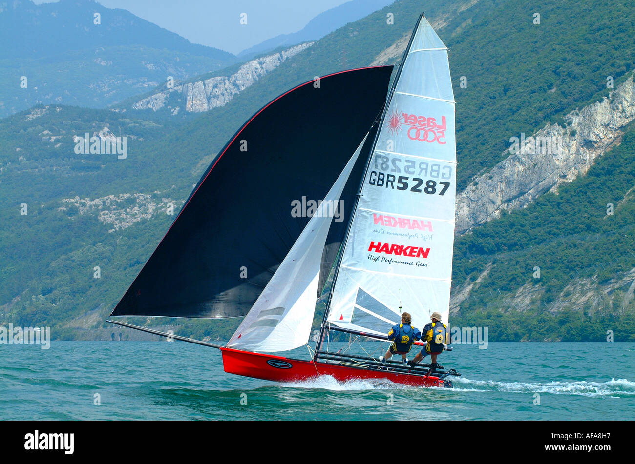 laser 5000 racing sailing lake garda italy Stock Photo - Alamy