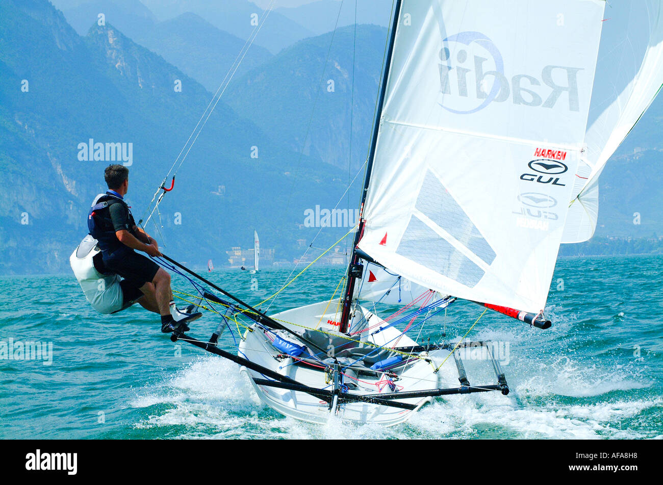 laser 5000 racing sailing lake garda italy Stock Photo - Alamy