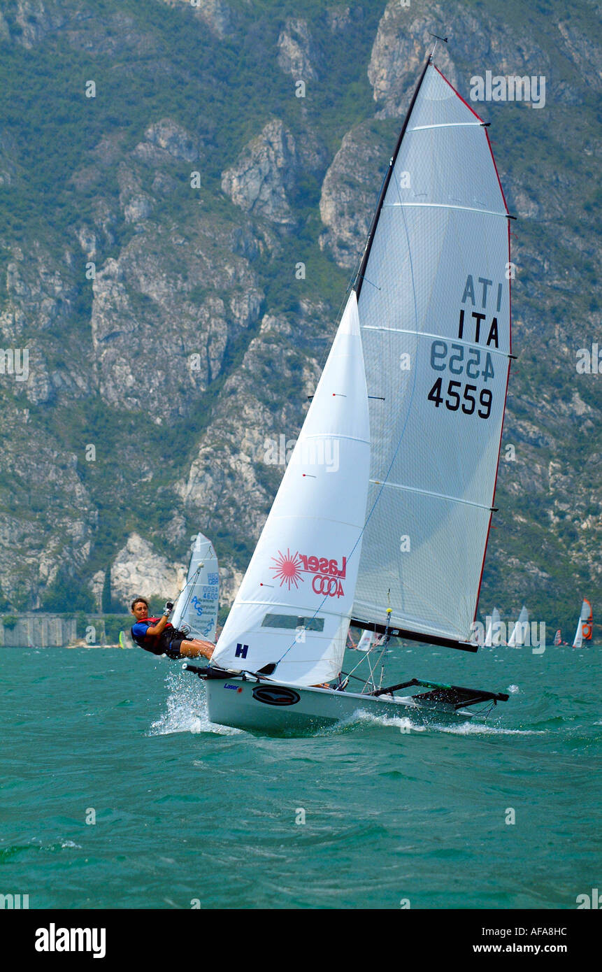 laser 4000 racing sailing lake garda italy Stock Photo - Alamy