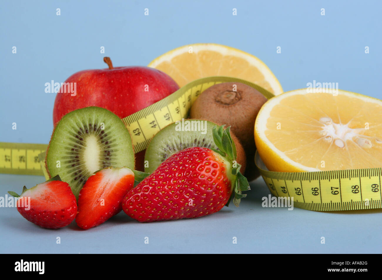 fruit and a tape measure Stock Photo