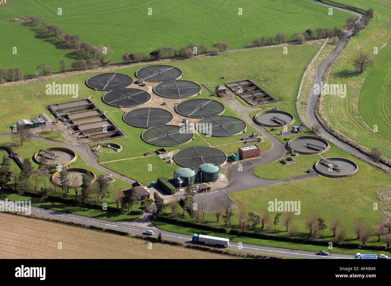 Aerial view of Trescott Sewage treatment works near Wolverhampton Stock Photo Alamy