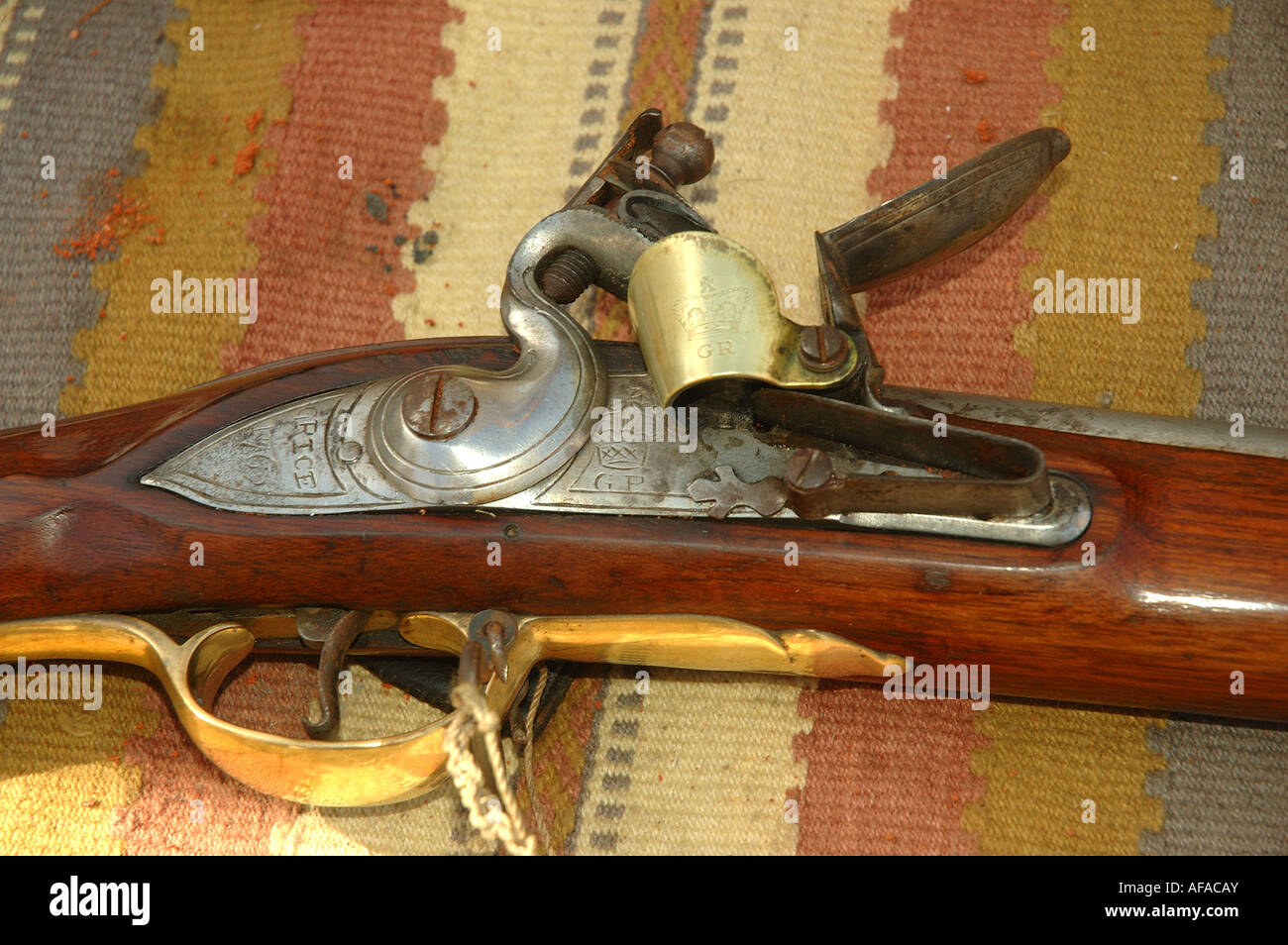Close Up of a Flit Lock Musket Stock Photo