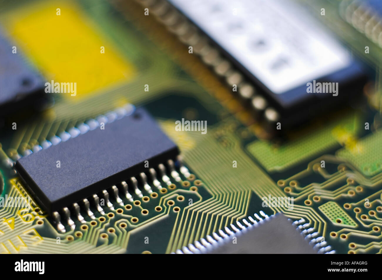 Circuit board and microchip image Stock Photo Alamy