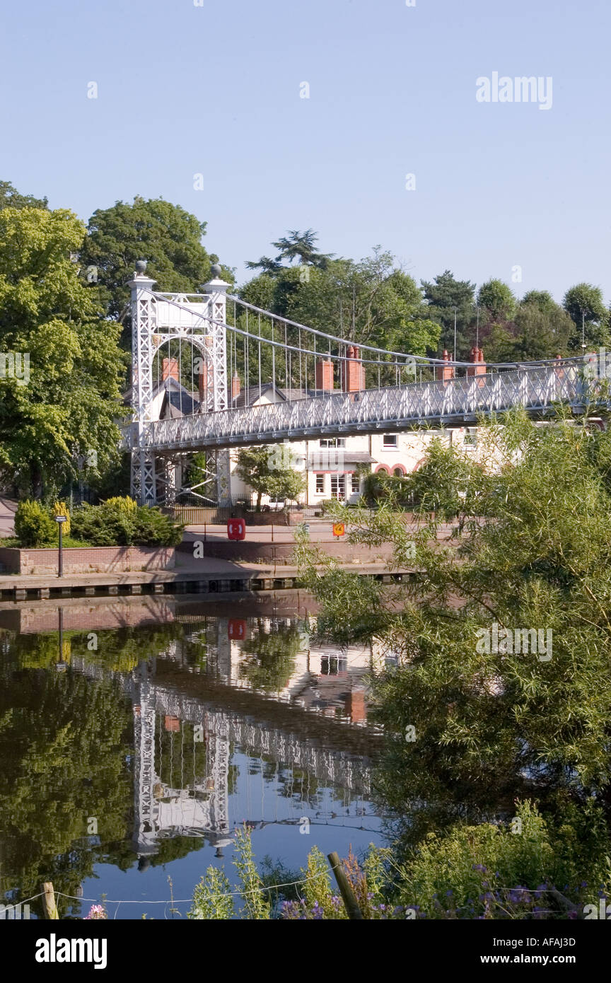 The Queens Park footbridge on the River Dee at Chester Stock Photo