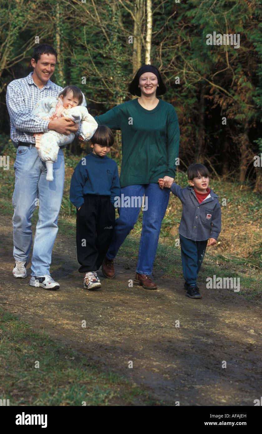 family walking in the countryside Stock Photo