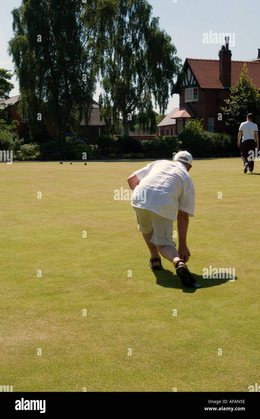 Crown Green Bowling at Port Sunlight on the Wirral Stock Photo