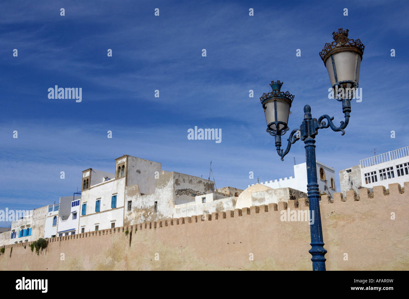 Whitewashed buildings and fortification Essaouira Morocco North Africa Stock Photo