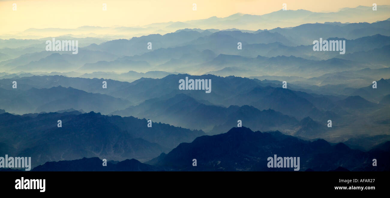 Aerial view of layers of mountains North China Stock Photo - Alamy