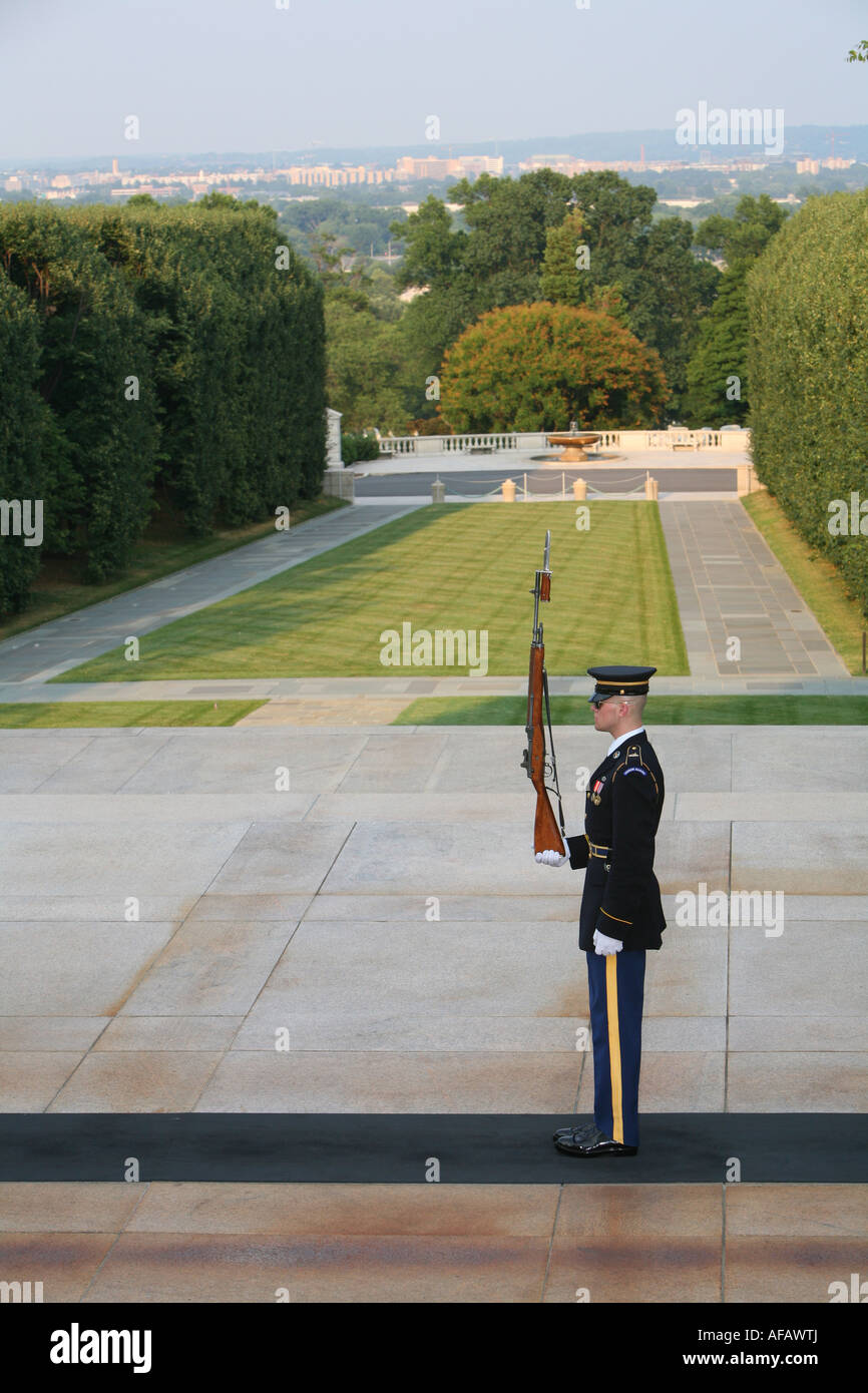 United States Marine armed guard at Arlington National Cemetery, VA, USA Stock Photo