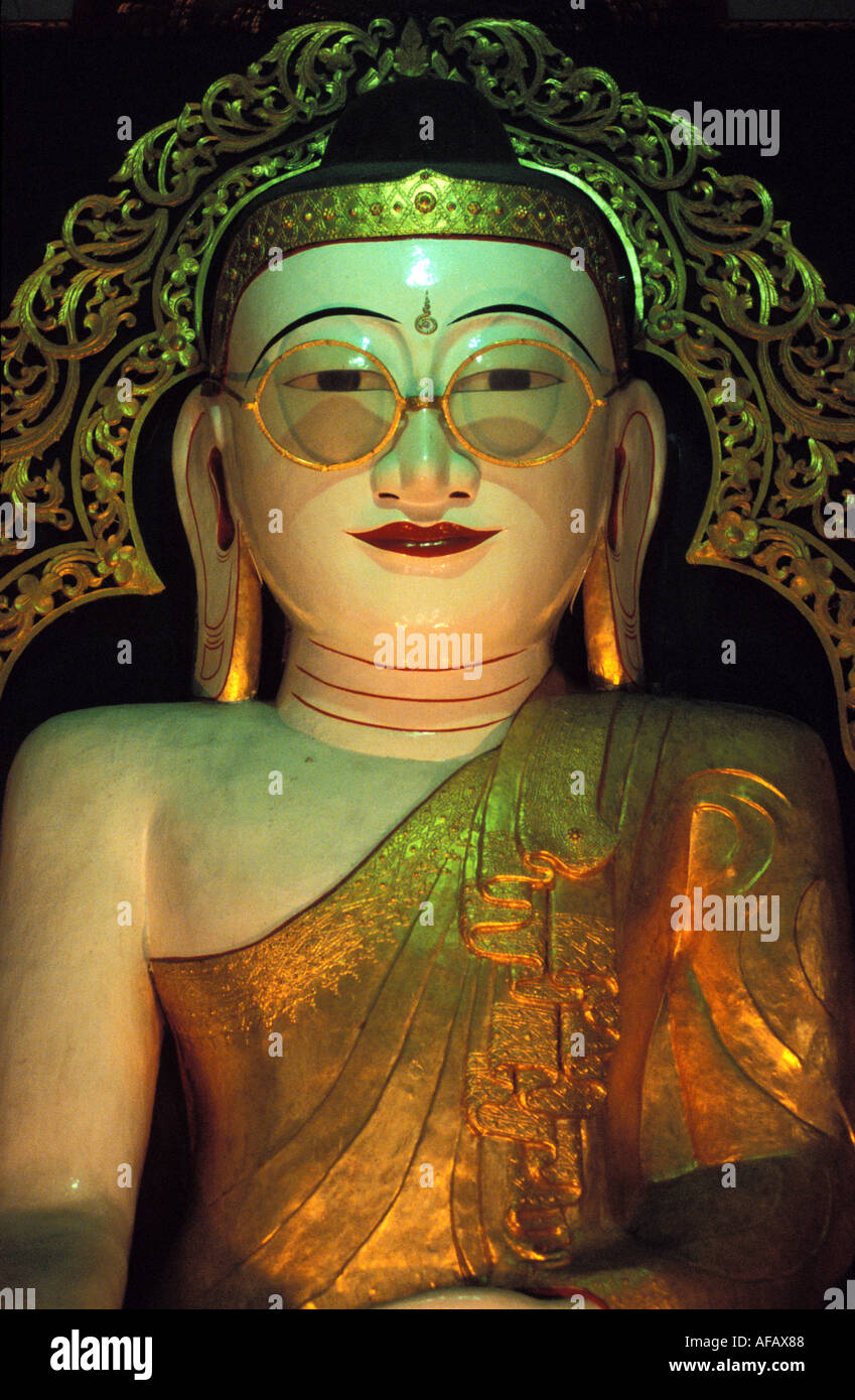 Pyay the only Buddha statue with glasses Stock Photo Alamy