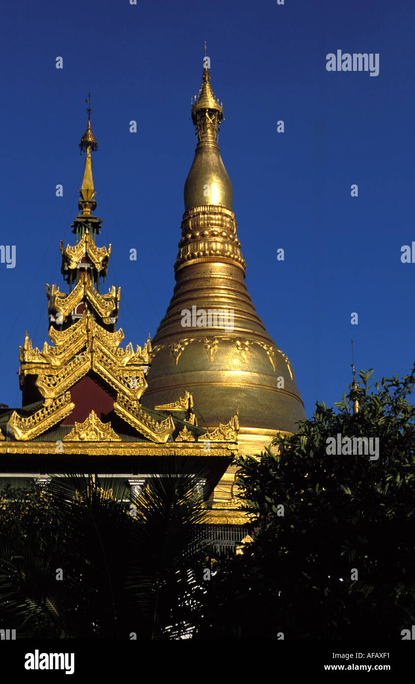 Yangon gold is the main colour at Shwedagon Pagoda Stock Photo