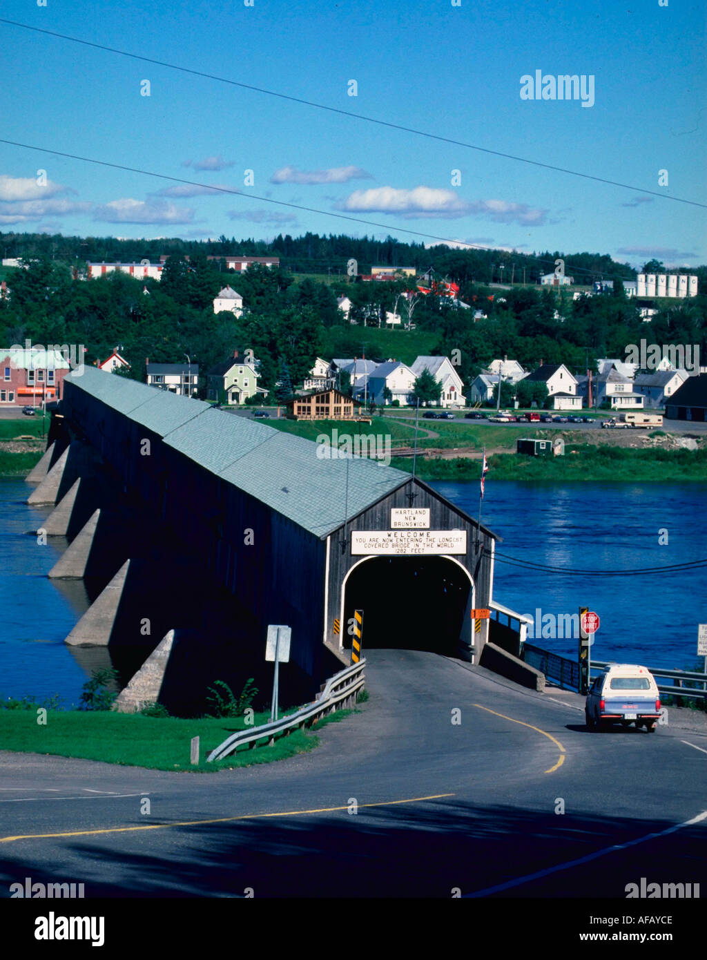 Longest covered bridge in the world Hartland New Brunswick Canada Stock