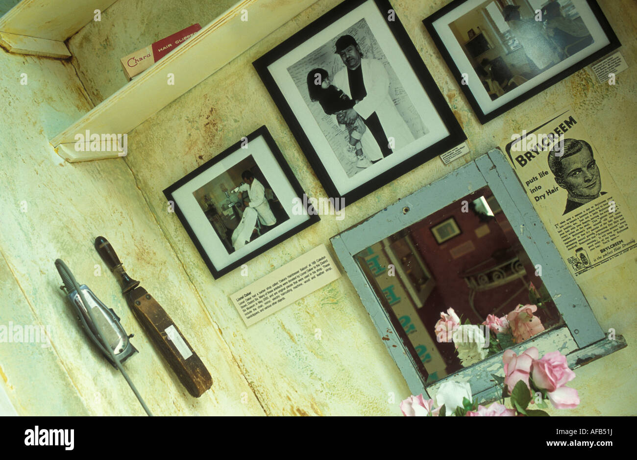 Keepsakes of a barber shop at the District Six Museum in Cape Town South Africa Stock Photo Alamy