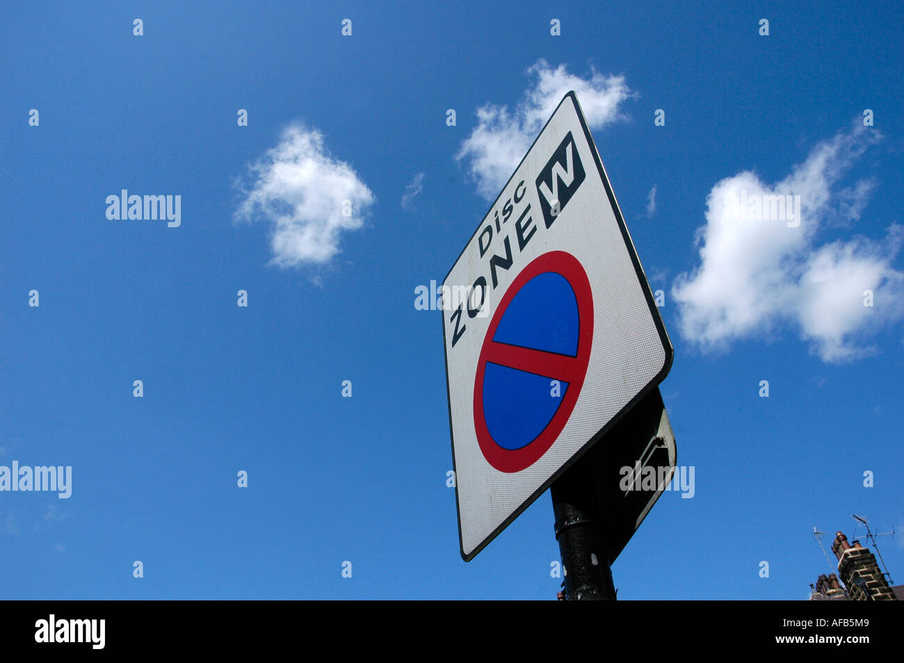 Sign showing disc zone Stock Photo Alamy