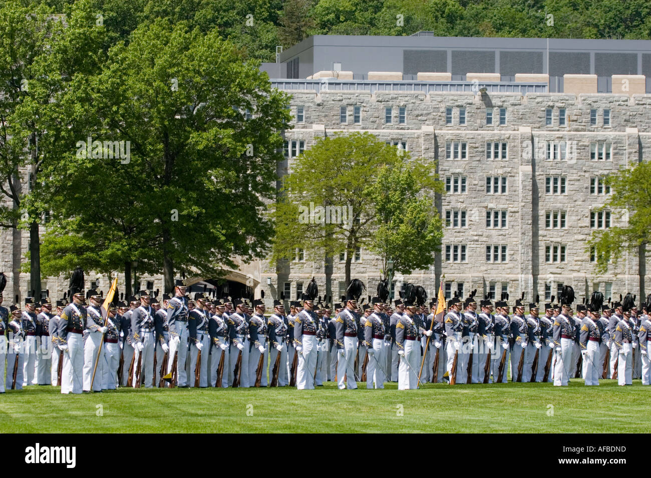 Cadets march on The Plain annual Alumni Review United States Military Academy at West Point Hudson Valley New York Stock Photo