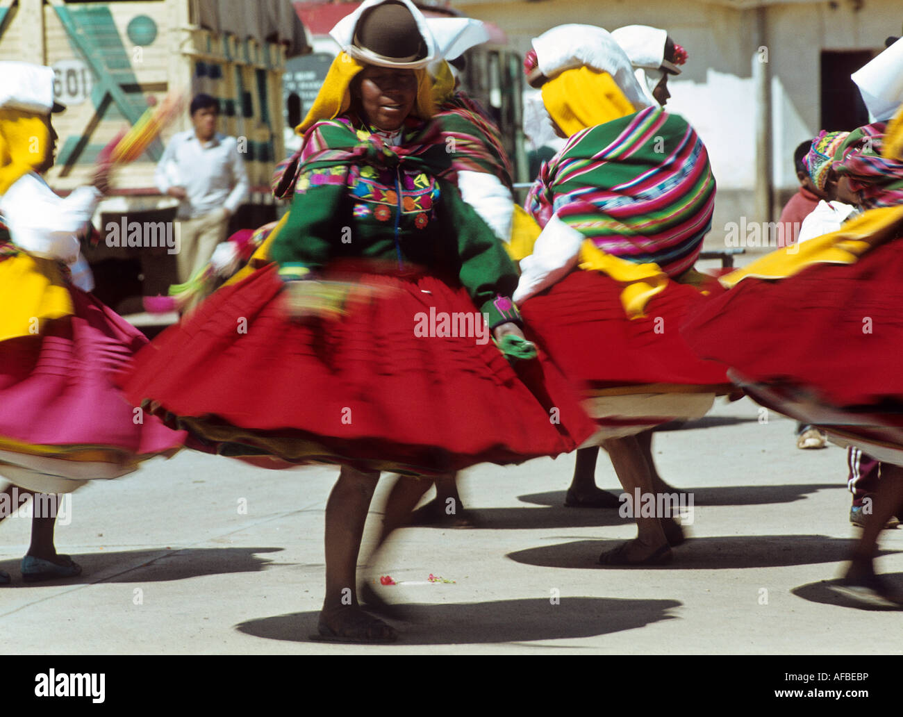 indian women dancing folklore festival de la virgen de la calendaria town  of puno peru Stock Photo - Alamy