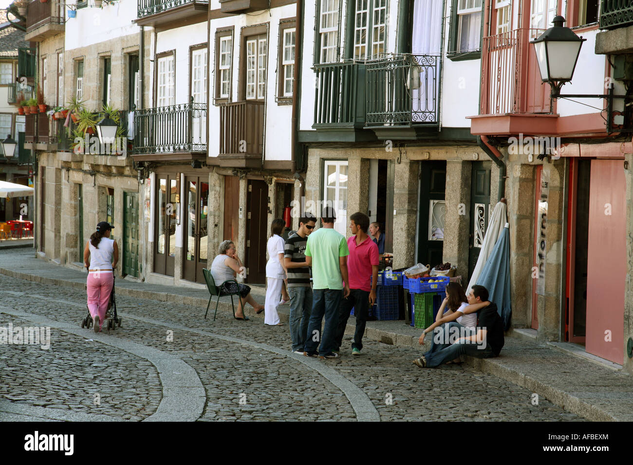 Street scene, Sao Tiago Square, the Old Town, World heritage site