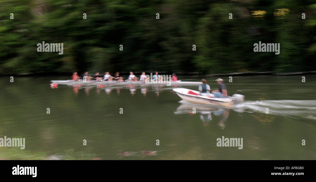 horizontal Crewing on the Erie Canal NY USA crew shell boat team sport ...