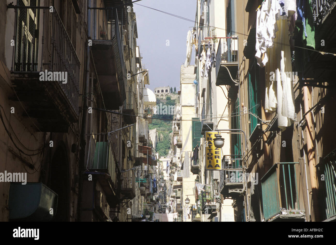 A backstreet in Naples The city of Naples was officially founded as Neapolis new city in 470 BC Stock Photo