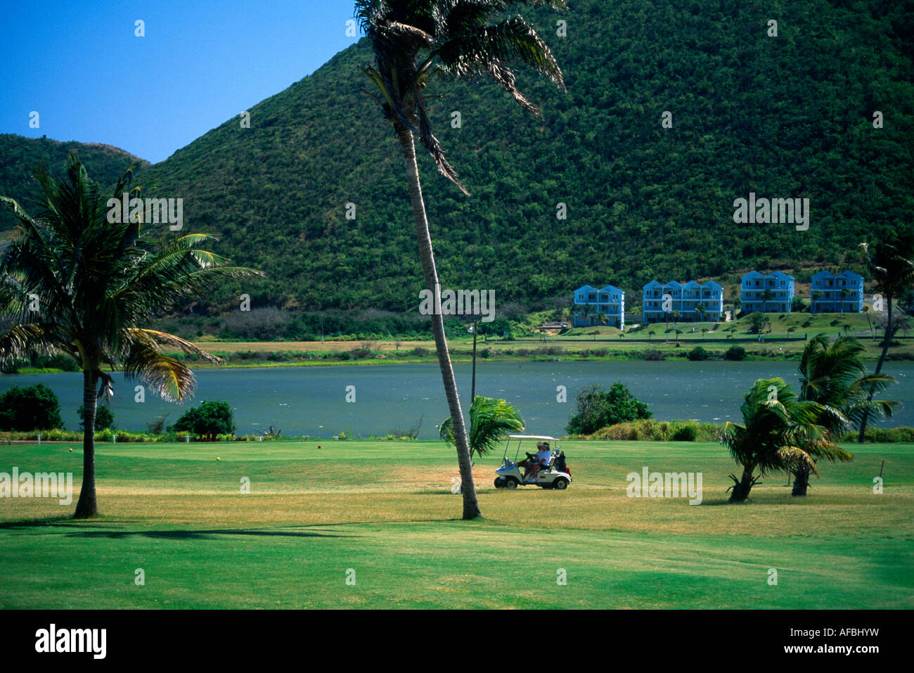 St Kitts Frigate Bay Golf Course Golf Cart Stock Photo Alamy