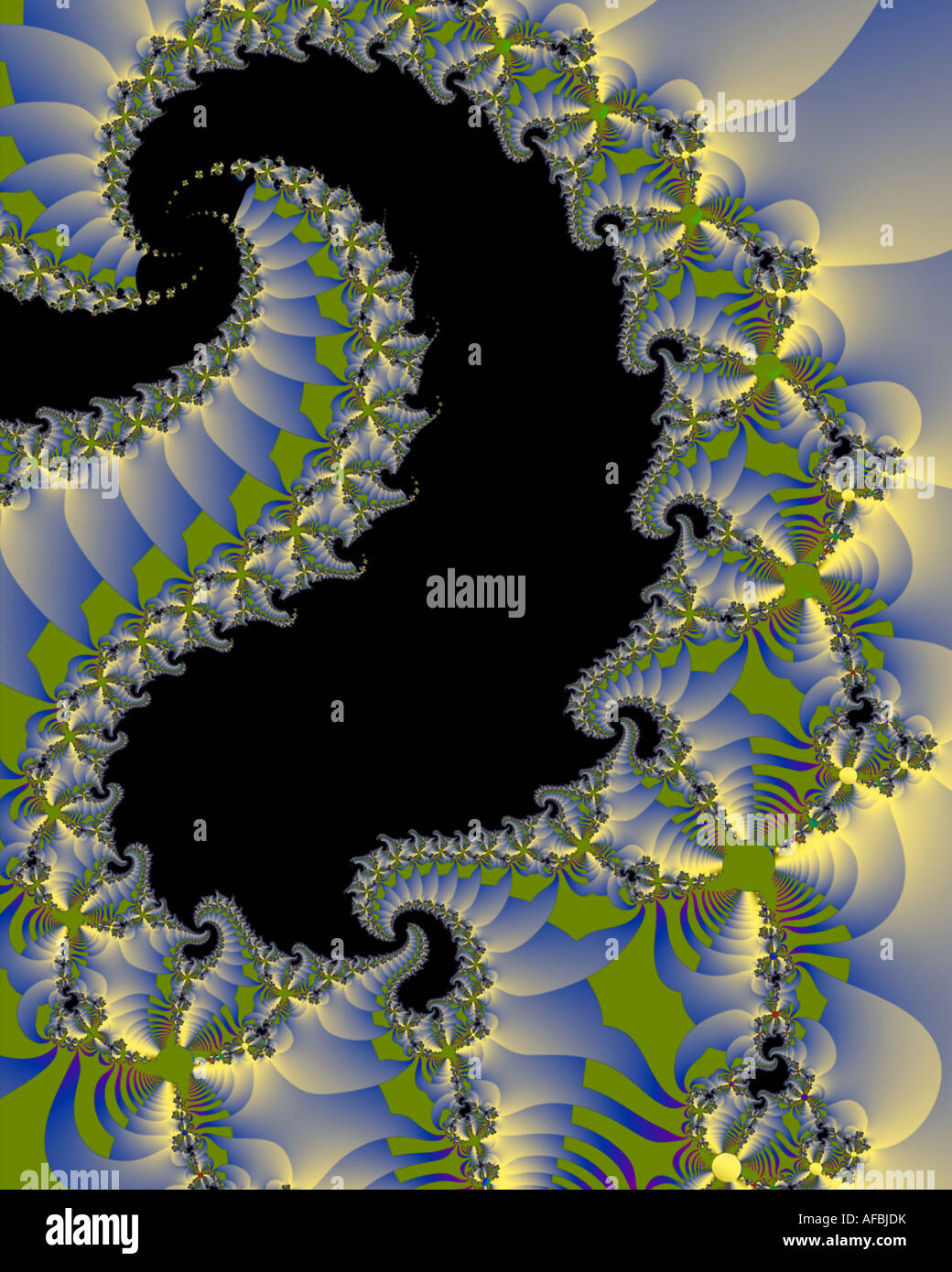 Abstract fractal dragon or serpent form with diffused lights Stock Photo