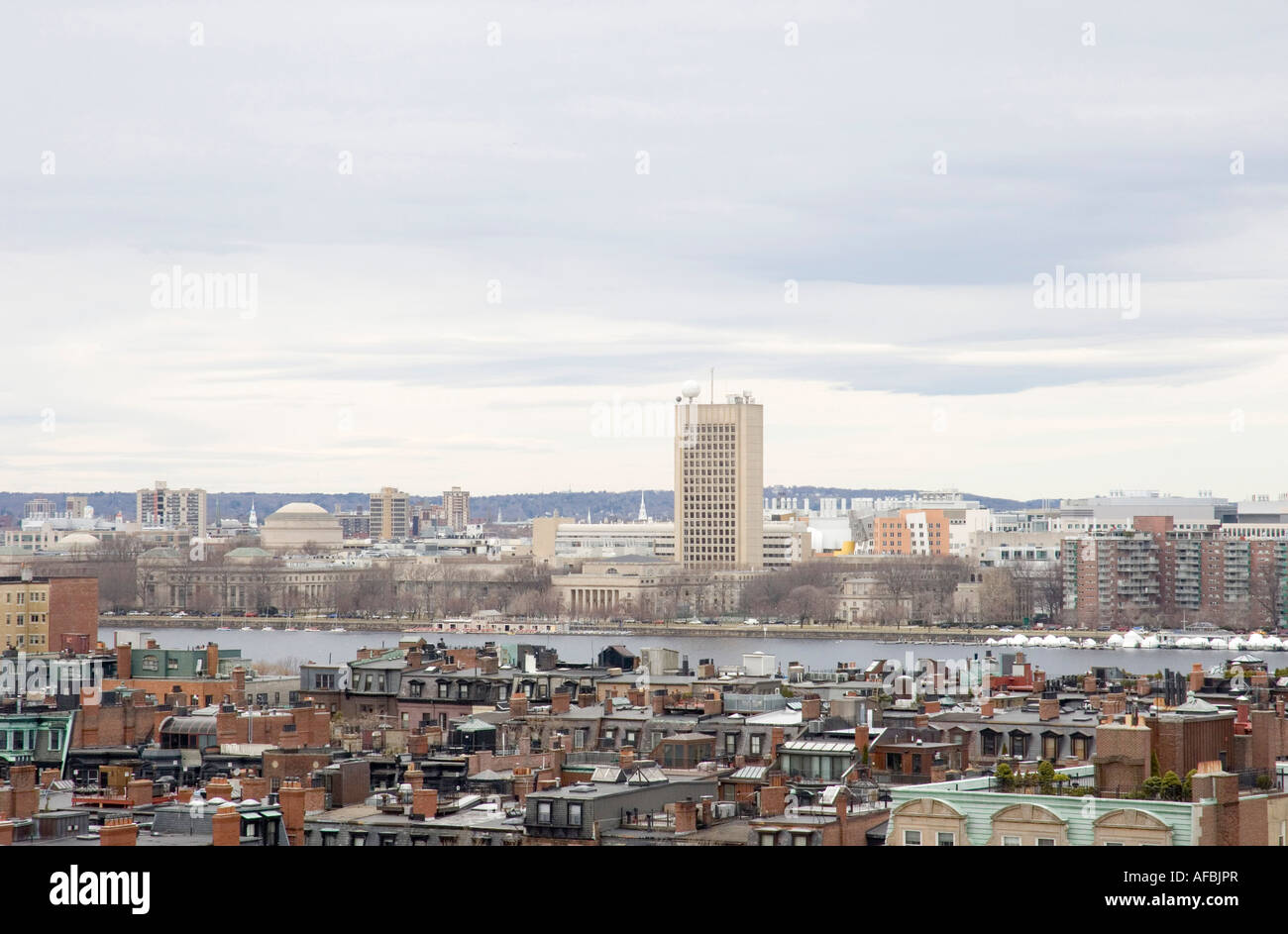 the river charles divides cambridge and boston massachusetts Stock Photo