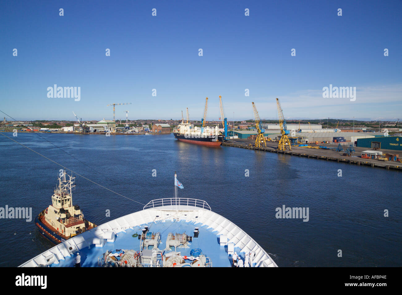 [Cruise Ship] and [Tug Boat] "North Shields" River Tyne "Tyne and Wear