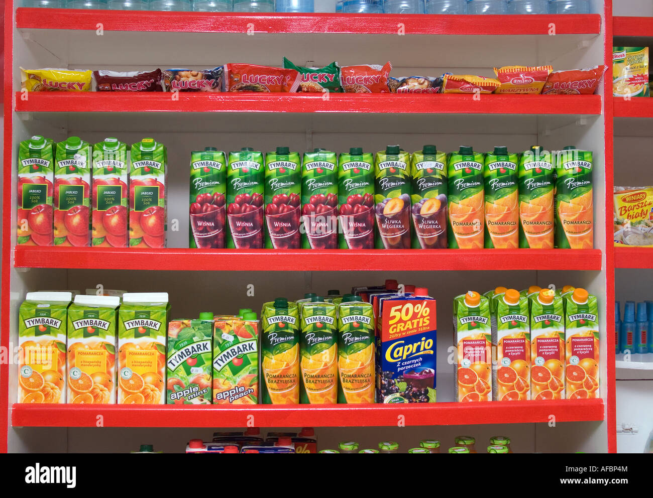 Polish organic produce on display in Polish supermarket, High Street