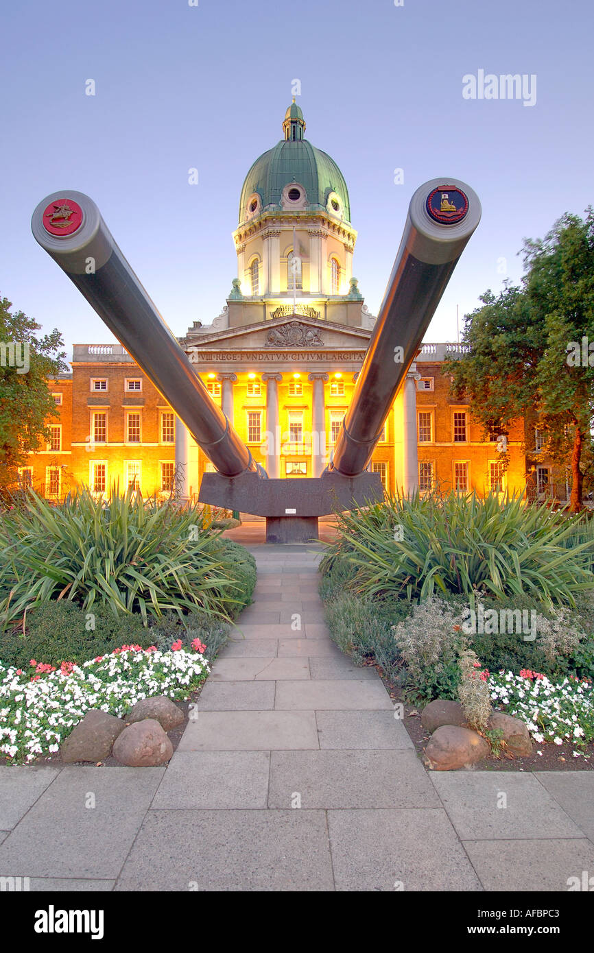 The Imperial War Museum in London at dusk. The building used to be the Bethlem mental hospital  (Bedlam) in Victorian times. Stock Photo