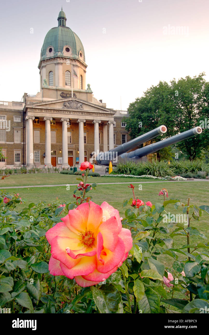 The Imperial War Museum in London at dusk. The building used to be the Bethleham mental hospital  (Bedlam) in Victorian times. Stock Photo