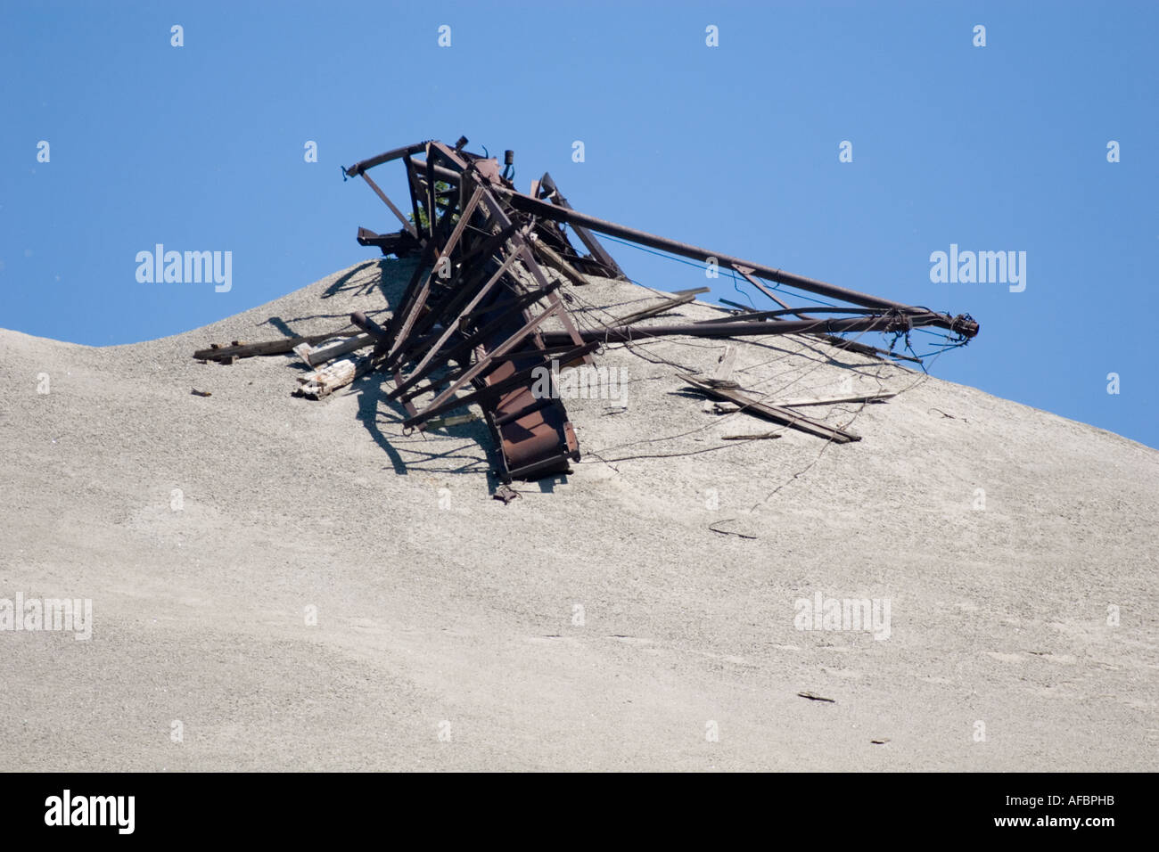 Ruins of iron mine is a mountain of trailings Moriah New York Stock