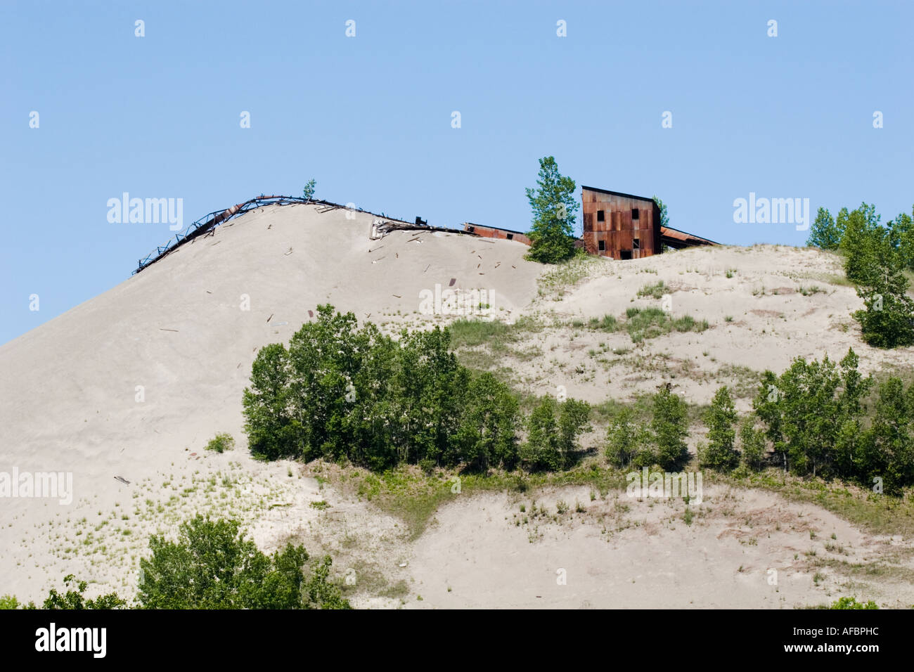 Ruins of iron mine is a mountain of trailings Moriah New York Stock