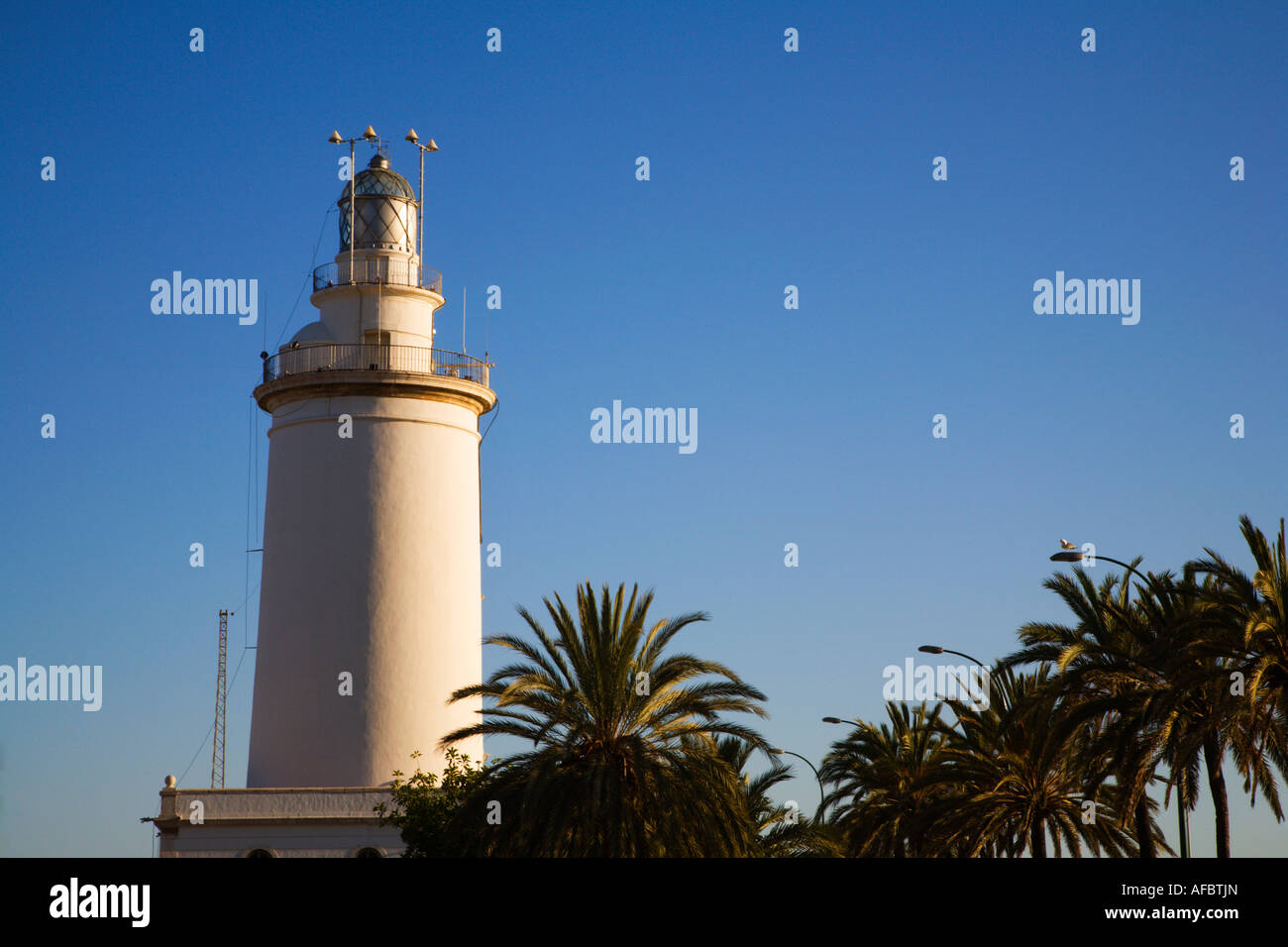The Lighthouse at Malaga Spain Stock Photo