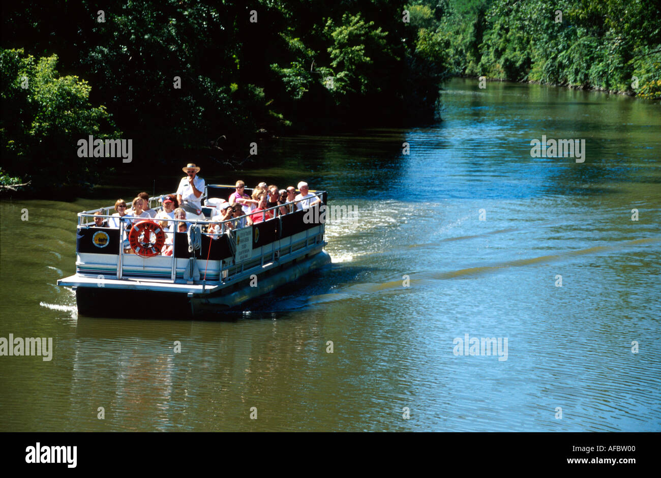 Toledo Ohio,Swan Creek water tour boat,tourism,trip,attractions,destination,destination,culture,cultural,view from Erie Street Market Landing,visitors Stock Photo