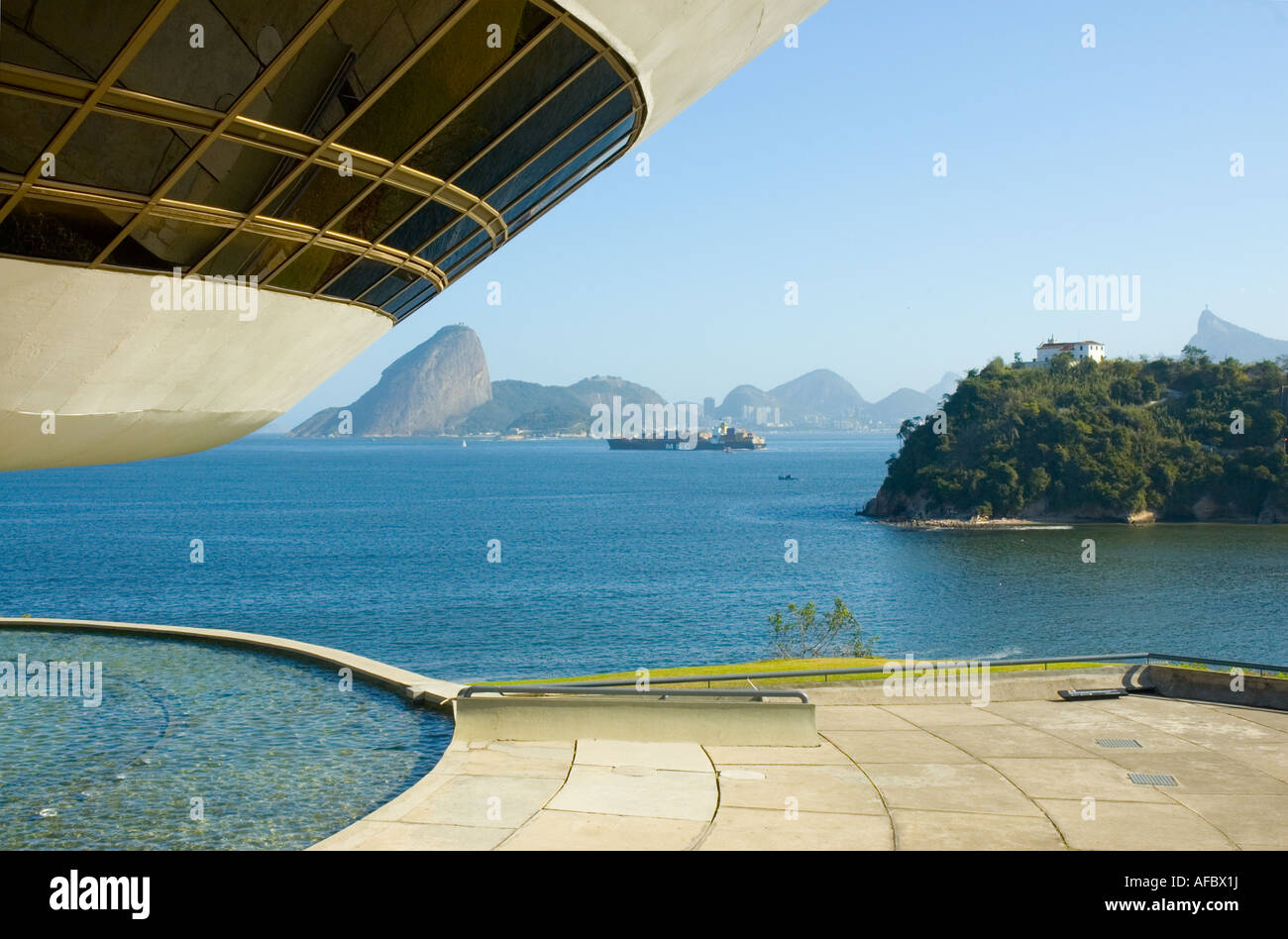 View of Rio de Janeiro from the MAC, Niteroi Stock Photo