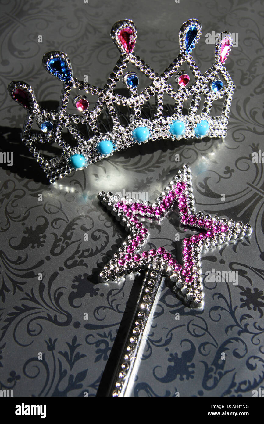 Tiara and a Star Shaped Wand, close-up Stock Photo