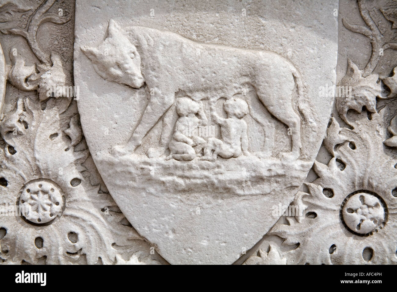 Romulus Ramus Detail on Dante s statue Piazza di Santa Croce City of Florence Tuscany Italy Stock Photo