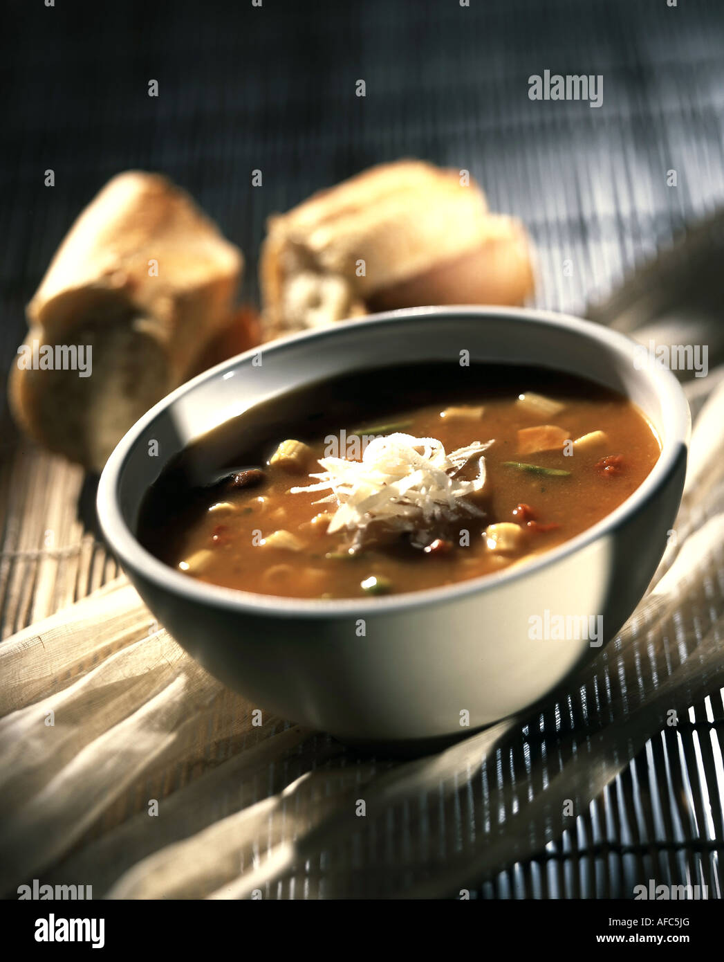 bowl of minestrone soup Stock Photo
